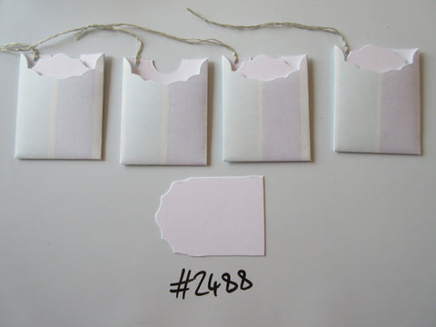 Set of 4 No.2488 Pale Blue, Green & Lilac Stripe Unique Handmade Gift Tags