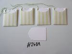 Set of 4 No.2489 Green, White & Lilac Stripe Unique Handmade Gift Tags