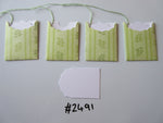 Set of 4 No.2491 Green with Leaves & Stripes Unique Handmade Gift Tags