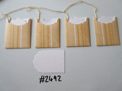 Set of 4 No.2492 Orange with Stripes Unique Handmade Gift Tags