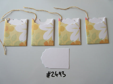 Set of 4 No.2493 Orange with Flowers Unique Handmade Gift Tags