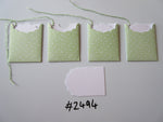 Set of 4 No.2494 Green with White Spots Unique Handmade Gift Tags