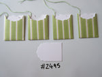 Set of 4 No.2495 Green & White Stripes Unique Handmade Gift Tags