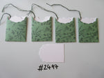 Set of 4 No.2497 Dark Green with Holly Print Unique Handmade Gift Tags