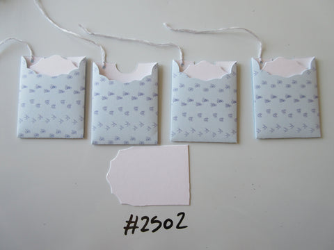 Set of 4 No.2502 Blue with Footprints in Snow Unique Handmade Gift Tags