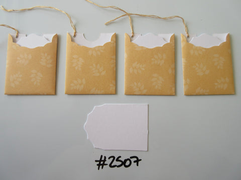 Set of 4 No.2507 Orange with Leaves Unique Handmade Gift Tags