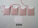 Set of 4 No.2508 Christmas Pin-Stripe Unique Handmade Gift Tags