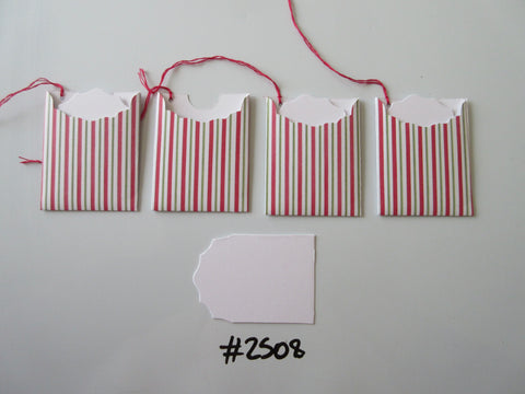 Set of 4 No.2508 Christmas Pin-Stripe Unique Handmade Gift Tags