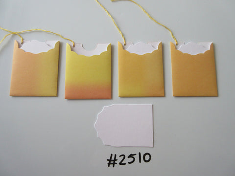 Set of 4 No.2510 Yellow and Orange Ombre Unique Handmade Gift Tags