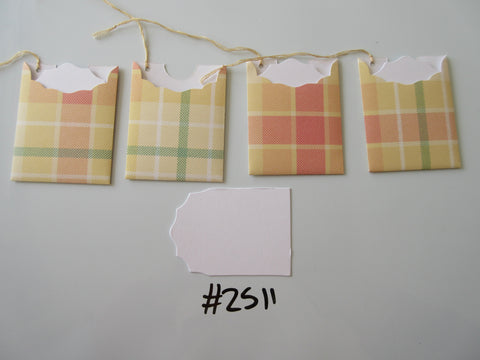 Set of 4 No.2511 Yellow and Orange Check Unique Handmade Gift Tags