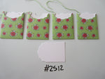 Set of 4 No.2512 Green with Poinsettia Unique Handmade Gift Tags