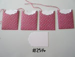 Set of 4 No.2514 Dark Pink with White Spots Unique Handmade Gift Tags