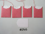 Set of 4 No.2515 Pink with White Spots Unique Handmade Gift Tags