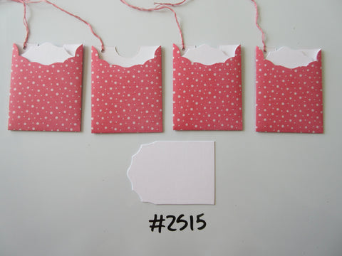 Set of 4 No.2515 Pink with White Spots Unique Handmade Gift Tags