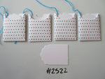 Set of 4 No.2522 White with Coloured Spots Unique Handmade Gift Tags