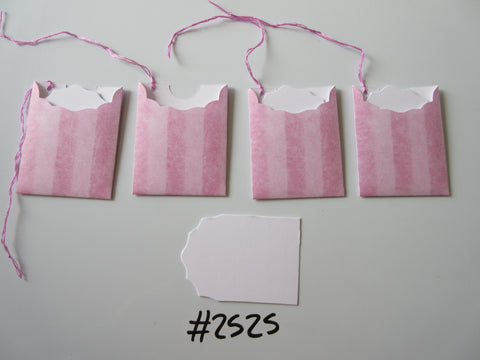 Set of 4 No.2525 Pink Stripes Unique Handmade Gift Tags