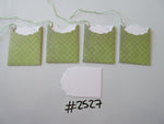 Set of 4 No.2527 Green Diamond / Quilting Pattern Unique Handmade Gift Tags