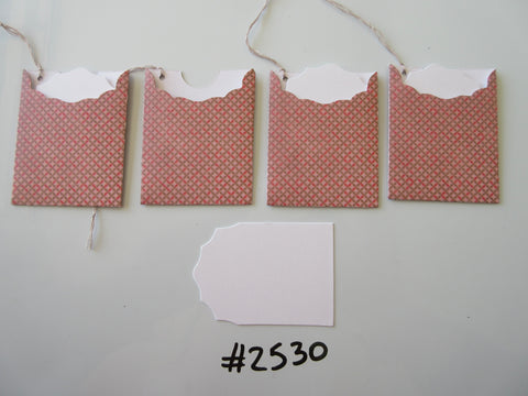 Set of 4 No.2530 Pink Cross Stitch Print Unique Handmade Gift Tags