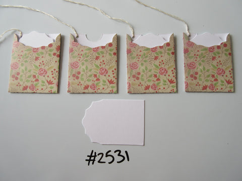 Set of 4 No.2531 Vintage Look with Flowers & Leaves Unique Handmade Gift Tags