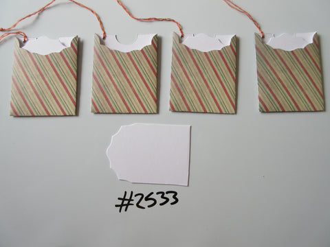 Set of 4 No.2533 Christmas Diagonal Stripe Unique Handmade Gift Tags