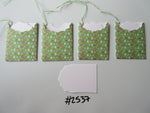 Set of 4 No.2537 Green with Christmas Baubles Unique Handmade Gift Tags