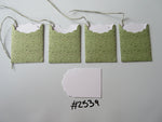 Set of 4 No.2539 Green with Christmas Motifs Unique Handmade Gift Tags