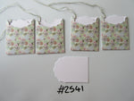 Set of 4 No.2541 Pale Green with Flowers Unique Handmade Gift Tags