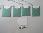 Set of 4 No.2546 Teal with Christmas Trees Unique Handmade Gift Tags