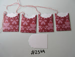 Set of 4 No.2549 Dark Pink with Light Pink Damask Print Unique Handmade Gift Tags