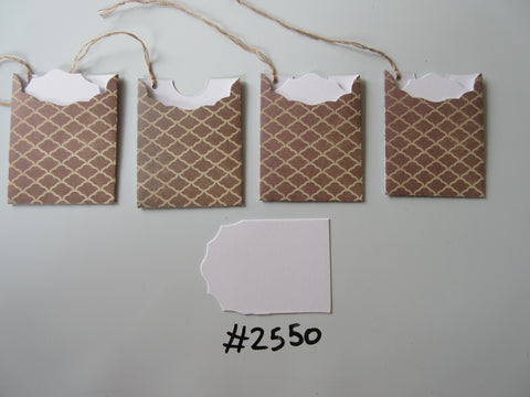 Set of 4 No.2550 Taupe Quilted Look Design Unique Handmade Gift Tags