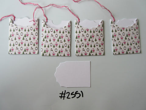 Set of 4 No.2551 Cream with Christmas Characters Unique Handmade Gift Tags