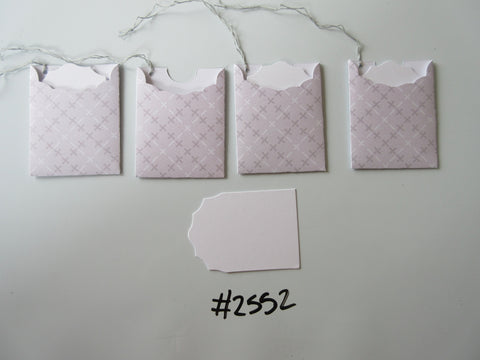 Set of 4 No.2552 Lilac with White & Grey Crosses Unique Handmade Gift Tags