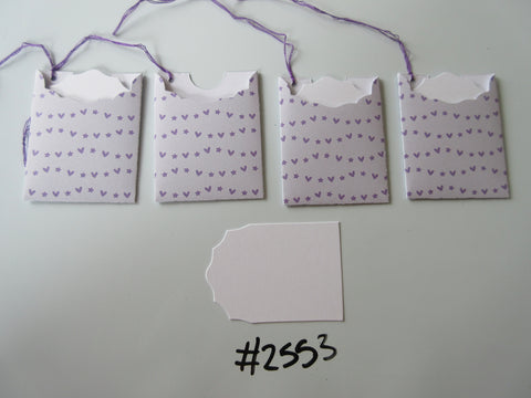 Set of 4 No.2553 Lilac with Purple Hearts & Stars Unique Handmade Gift Tags