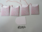 Set of 4 No.2554 Pale Lilac with Pink Damask Design Unique Handmade Gift Tags