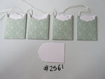 Set of 4 No.2561 Green with White Christmas Foliage Unique Handmade Gift Tags