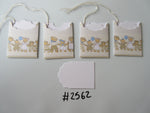 Set of 4 No.2562 Cream with Bears Holding Hands Unique Handmade Gift Tags