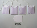 Set of 4 No.2566 Lilac with Flowers, Stripes & Dots Unique Handmade Gift Tags