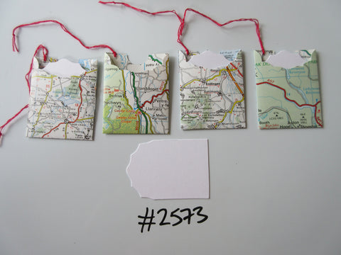 Set of 4 No.2573 Random Pack of Tags Made From Maps / Atlas Unique Handmade Gift