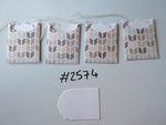 Set of 4 No.2574 Beige and Brown Geometric Chevron Unique Handmade Gift Tags