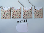 Set of 4 No.2583 Dark Cream with Vintage Motifs Unique Handmade Gift Tags