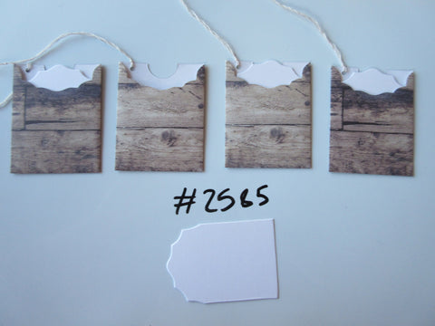 Set of 4 No.2585 Wood Plank Print Unique Handmade Gift Tags