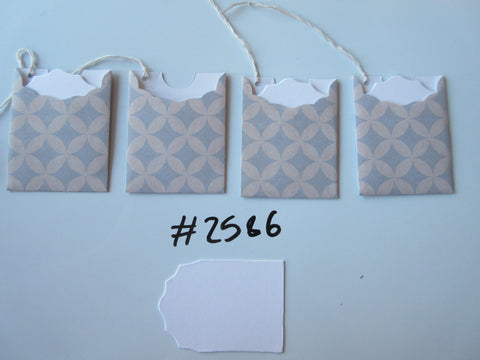 Set of 4 No.2586 Blue and White Geometric Print Unique Handmade Gift Tags