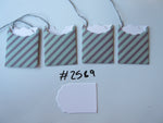 Set of 4 No.2589 Green and Dark Blue Diagonal Stripes Unique Handmade Gift Tags