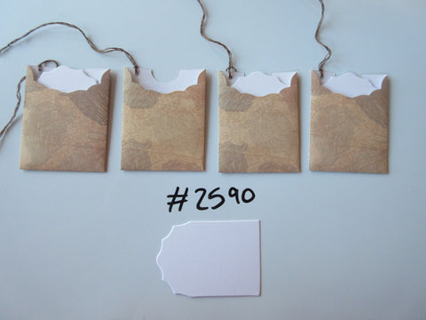 Set of 4 No.2590 Pale Brown with Beards Unique Handmade Gift Tags