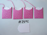 Set of 4 No.2592 Pink with White Birds and Branches Unique Handmade Gift Tags