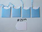 Set of 4 No.2599 Blue Gingham Print Unique Handmade Gift Tags