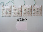 Set of 4 No.2603 Cream with Flowers Unique Handmade Gift Tags