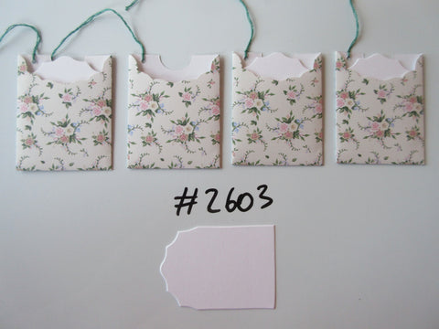 Set of 4 No.2603 Cream with Flowers Unique Handmade Gift Tags