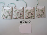 Set of 4 No.2605 Grey with Roses and Buds Unique Handmade Gift Tags