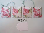 Set of 4 No.2606 Giant Pink Roses Unique Handmade Gift Tags